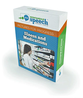 Speech Theraphy Flash Cards Pictures of Progress Illness & Medications Box